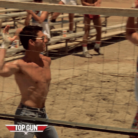 gif of volleyball scene from "Top Gun"