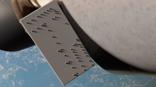 animated gif of lunar flashlight deploying from the SpaceX Falcon 9