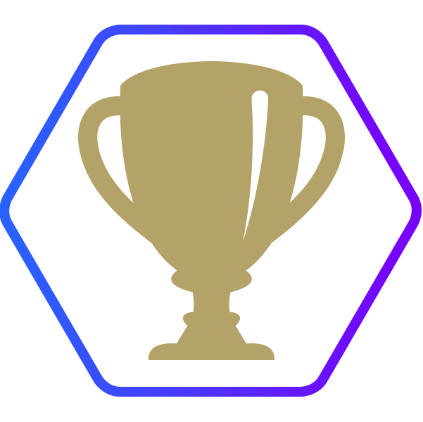 a vector trophy cup in a hexagon shape