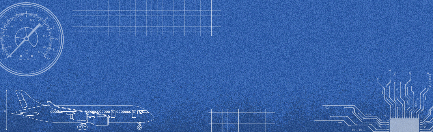 animated gif with H1 text "Industry Connections" and artwork of aircraft, pressure gauges, circuits, and robotic arms