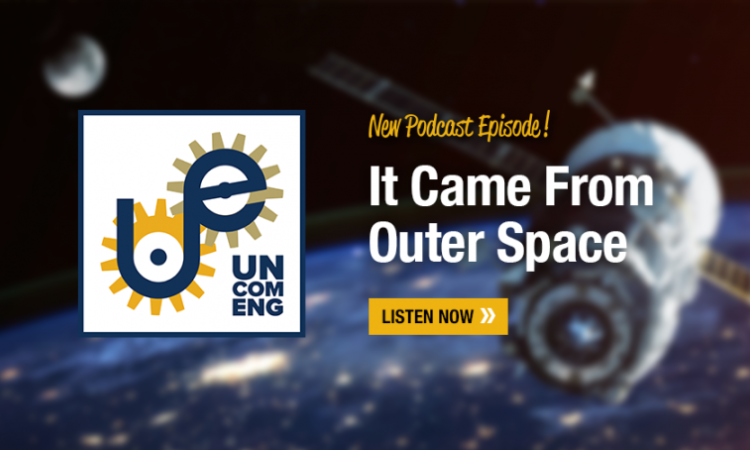 "It Came from Outer Space" with podcast logo, illustration