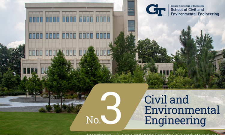 graphic with image of Mason Building and text "No. 3 Civil and Environmental Engineering"