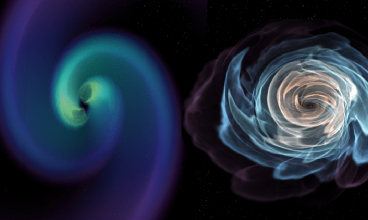 image of gravitational waves and light