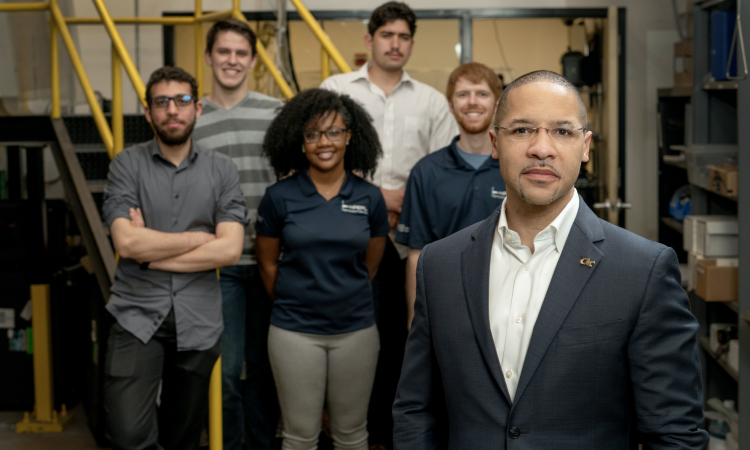 Mitchell Walker and students in the lab