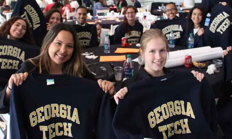 A group of students with Georgia Tech sweatshirts