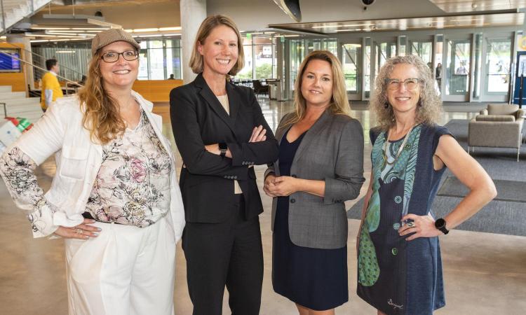 College of Engineering women chairs and associate deans Natalie Stingelin, Krista Walton, Kim Kurtis, and Alyssa Panitch