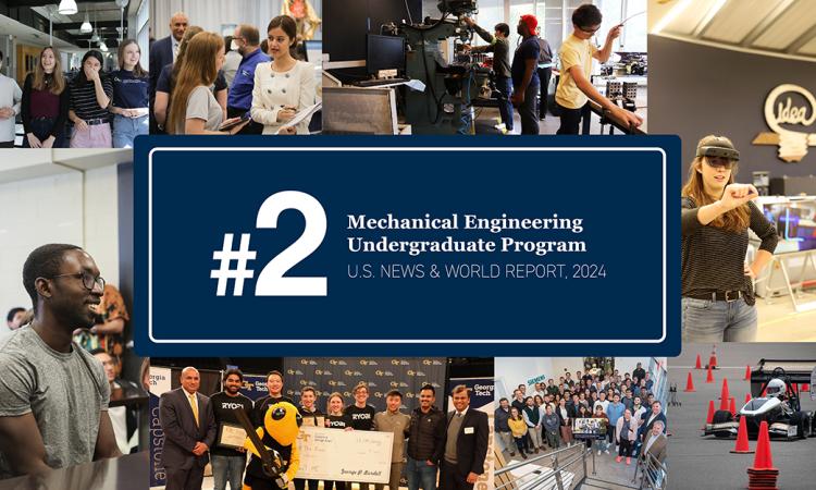 A composite of images with the text "#2 Mechanical Engineering Undergraduate Program - U.S. News & World Report"
