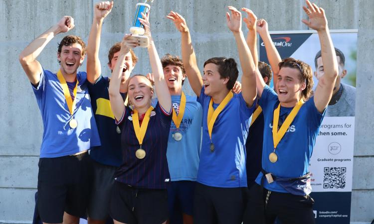 A group of SHPE students celebrate the mini World Cup