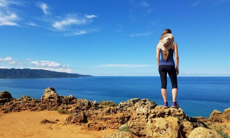 Student Olivia Lodise on a mountain-top in Taiwan.