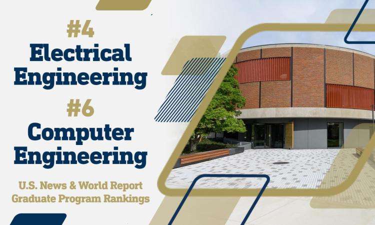 composite image of the Van Leer building, vector shapes, and the text "#4 Electrical Engineering, #6 Computer Engineering"