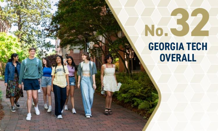 an image of a group of students along with the text "No. 32 Georgia Tech Overall"