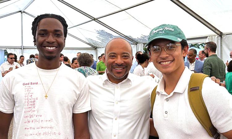 Two students with Raheem Beyah