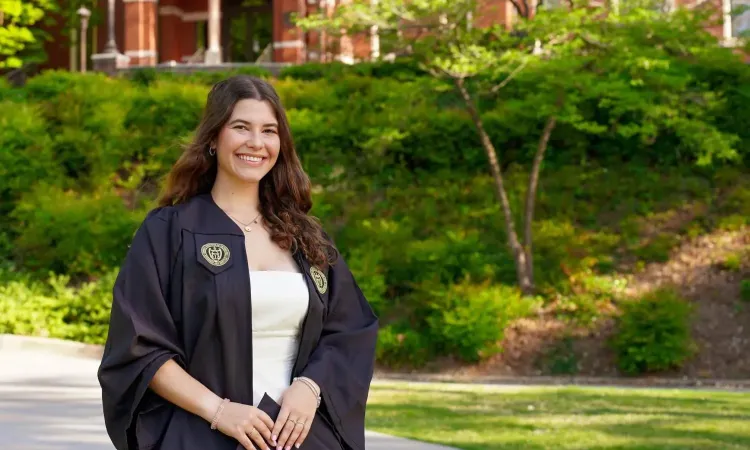 Bethanie Penna in front of Tech Tower
