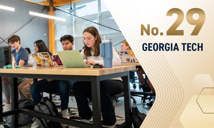 students working on laptops with text overlay "No. 29 Georgia Tech"