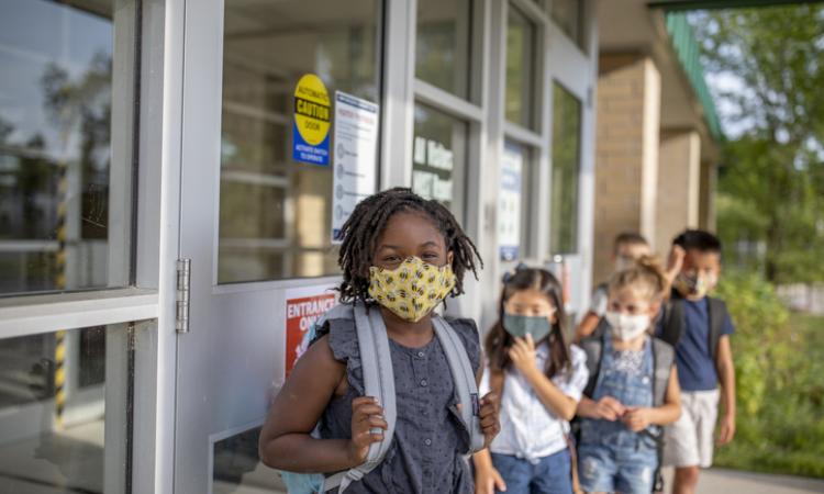 Students outside a school