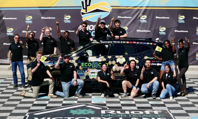 Georgia Tech students with winning car