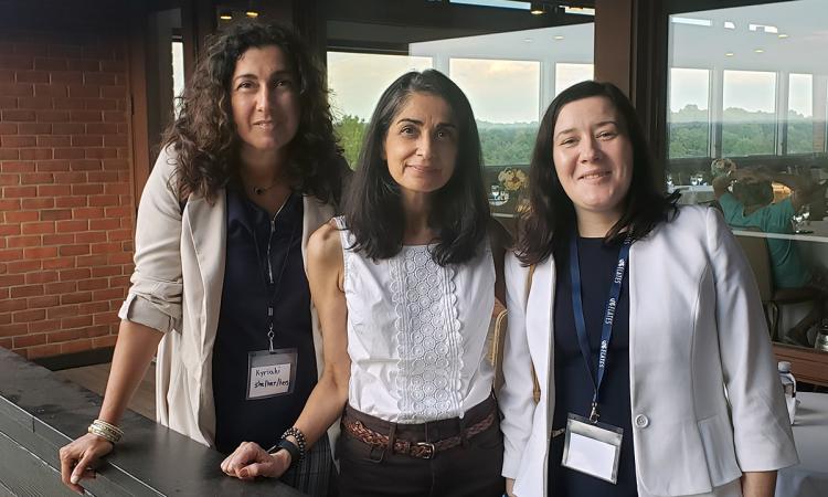 From left, Kyriaki Kalaitzidou, Pamela Bhatti, and Anna Erickson, at the first meeting of the 2022-23 cohort of ELATES Fellows at Drexel University. Bhatti and Erickson are two of the 30 new fellows; Kalaitzidou was a member of the 2018-19 cohort. (Photo Courtesy: Pamela Bhatti)