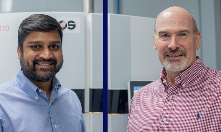 BME researchers Sriharsha Ramaraju and Scott Hollister in their lab.