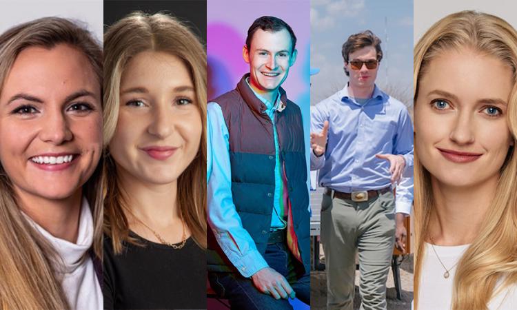 Headshots of Allyson McKinney, Cambre Kelly, Conner Reinhardt, Nicholas Selby, and Lydia Hylton.