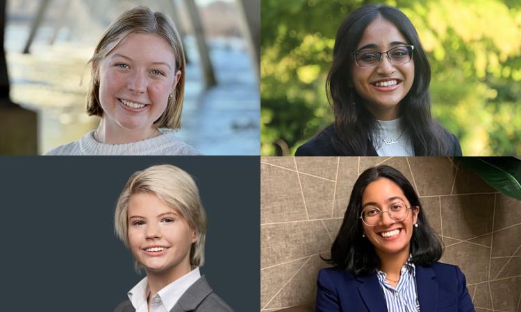 Photos of the four Brooke Owens Fellows: Clockwise from top left, Althea Noonan, Samina Patel, Ishani Peddi, and Lauren Paulson.