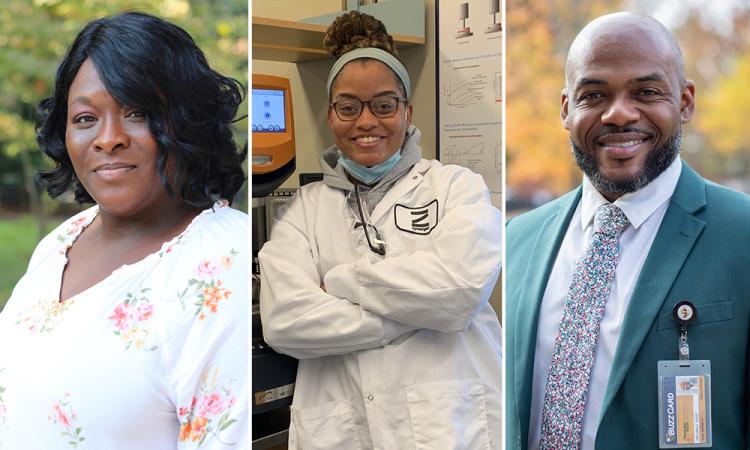 Left to right, headshots of Tequila Harris, Talia Thomas, and DeMarlo West.