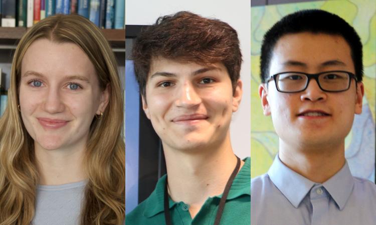 headshots of Maeve Janecka, Venny Kojouharov, and Dawei Liu