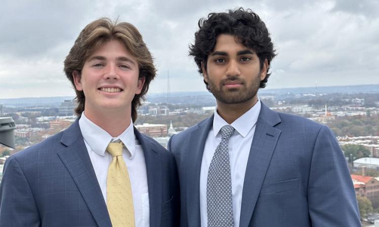 Georgia Tech Undergraduate Student Government Association VP Harrison Baro and President Aanjan Sikal.