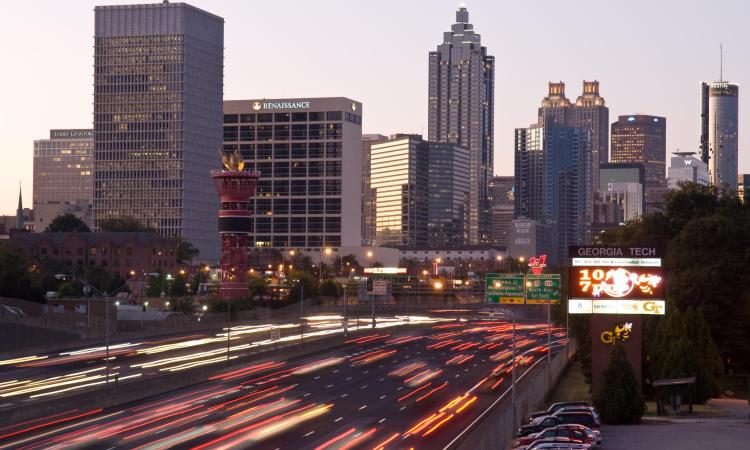Atlanta skyline and traffic