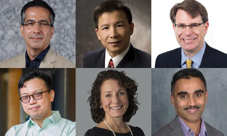 a composite of six headshots: Farrokh Ayazi, Maohong Fan, Christopher Jones, Wilbur Lam, Susan Margulies, and Karthikeyan Sundaresan