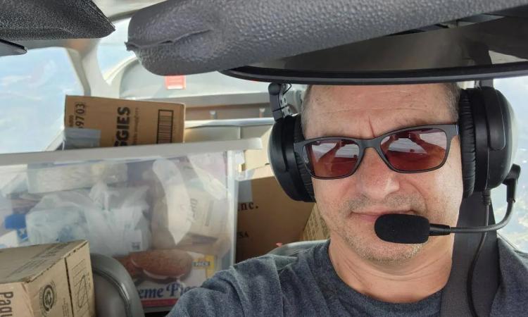 AE alumnus Gary Weissel flying his small Cessna packed with supplies for people recovering from Hurricane Helene.