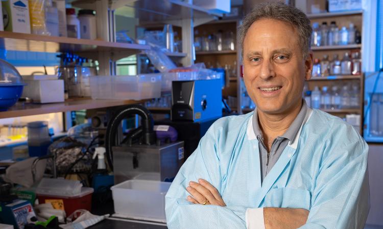 Mark Prausnitz poses with arms crossed in his lab