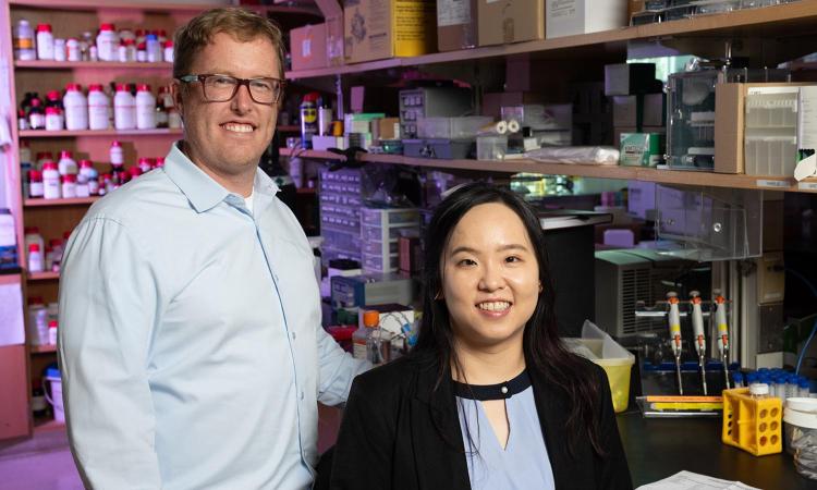 Brandon Dixon and Shao-Yun Hsu in their lab.