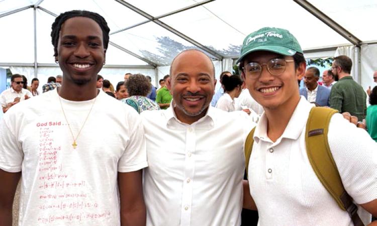 Dean Raheem Beyah with two Clark Scholars
