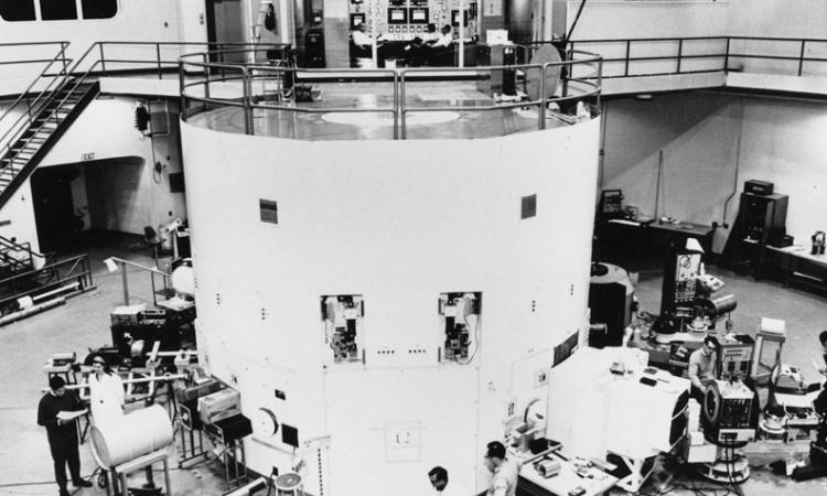 Archive photo of researchers working around Georgia Tech's on-campus 5 MW nuclear reactor.