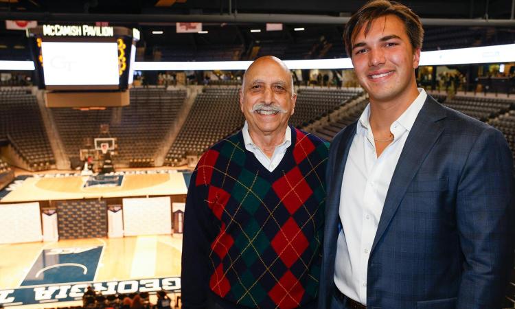 Peter Petrecca and his grandson Cole Rogers in McCamish Pavilion.