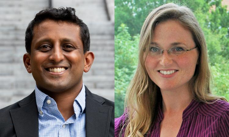 headshots of Chethan Pandarinath and Annabelle Singer
