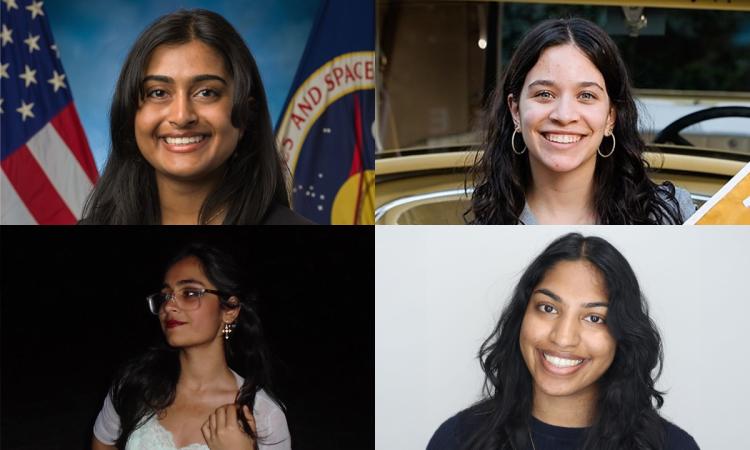 2026 Brooke Owens fellows, clockwise from top left: Keerthi Padmanabhan, Zeina Rmaile, Saragha Surendra, and Riva Sharma.