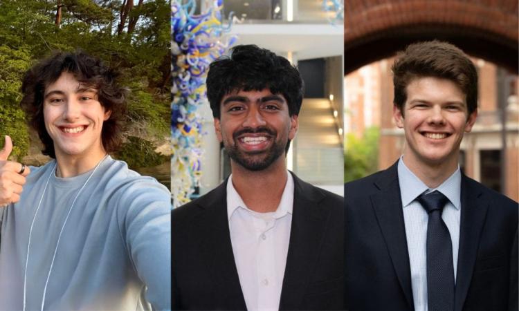 Composite of headshots of Vincent Griffo, Ojas Gupta, and Samuel Woolsey.