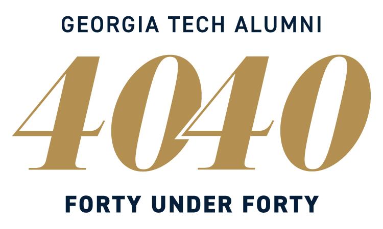 graphic of text "Georgia Tech Alumni 40 under 40"