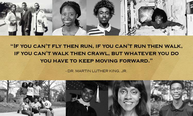 Collage of students and quote from MLK