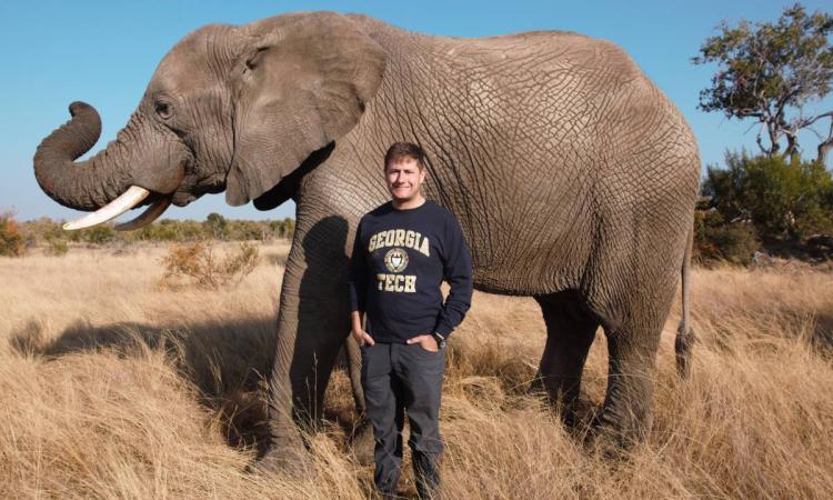 image of Andrew Schulz with elephant