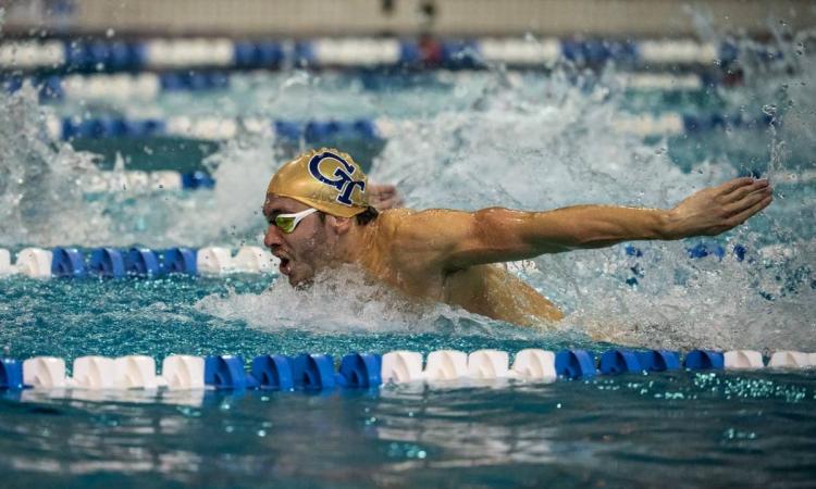 A Georgia Tech swimmer at the McAuley Aquatic Center