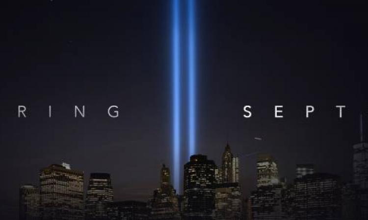 "Remembering September 11" over the New York skyline