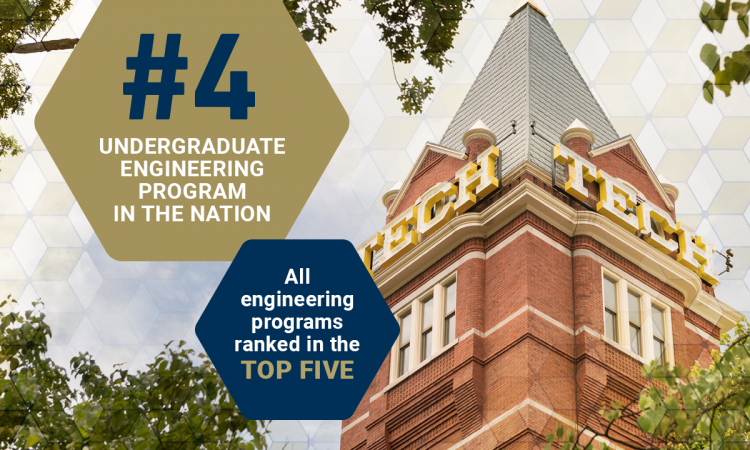 Undergraduate engineering program #4 in the national. All engineering programs ranked in the top five. 