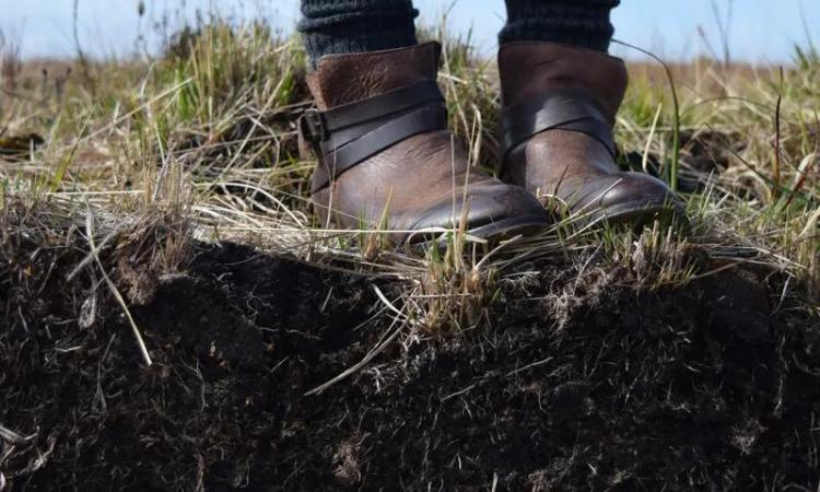 Boots on standing on soil