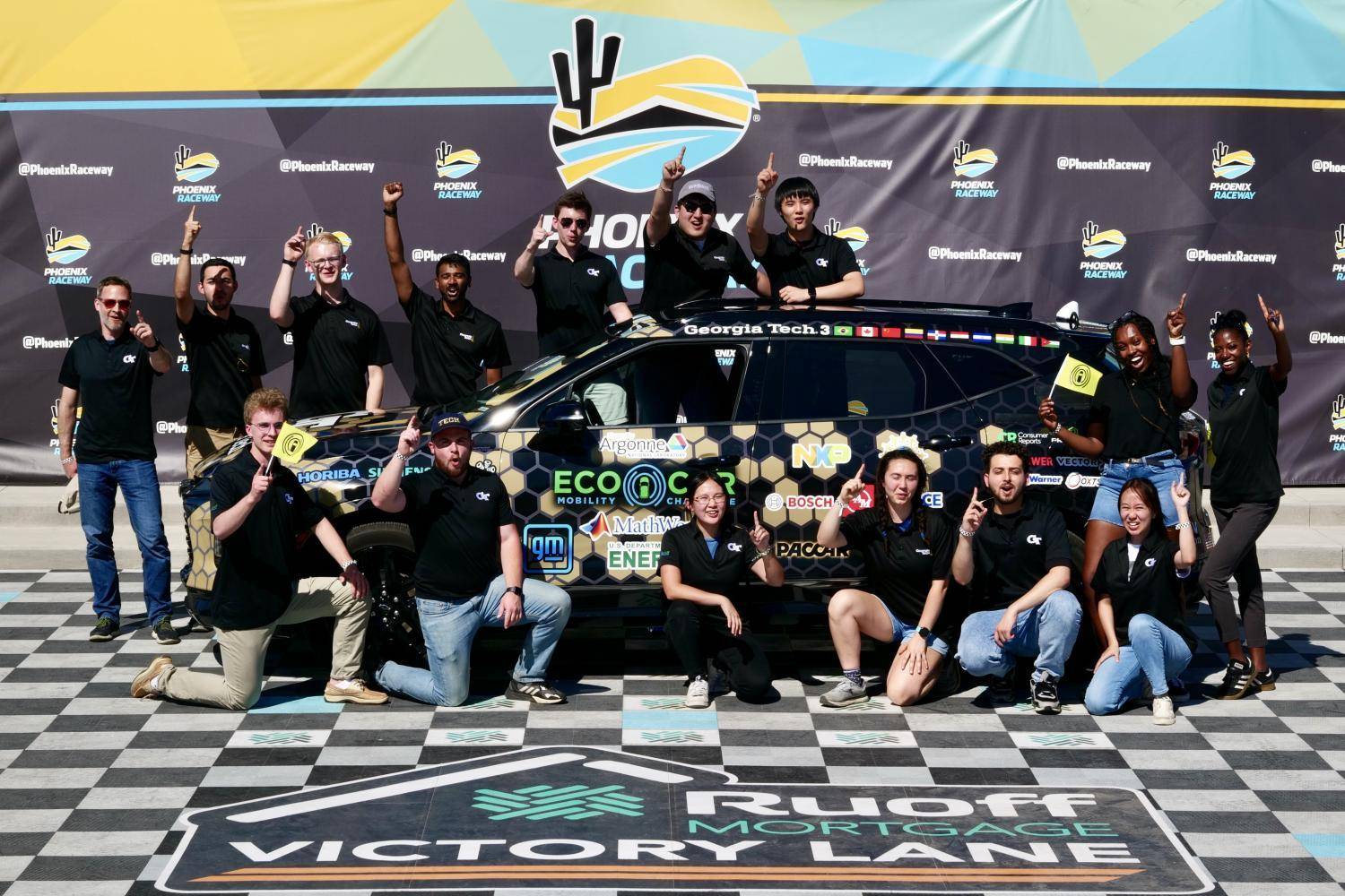 Georgia Tech students with winning car