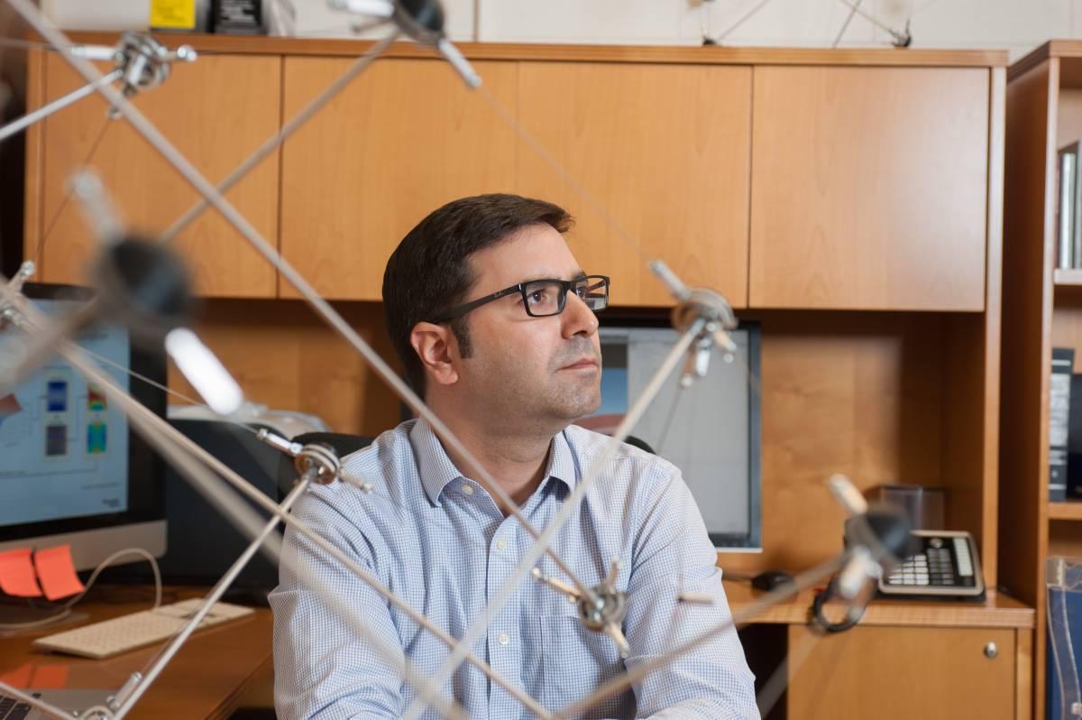 Professor Julian Rimoli in his office in the Paul Weber Space, Science, and Technology (SST) Building in the School of Aerospace Engineering at Georgia Tech.