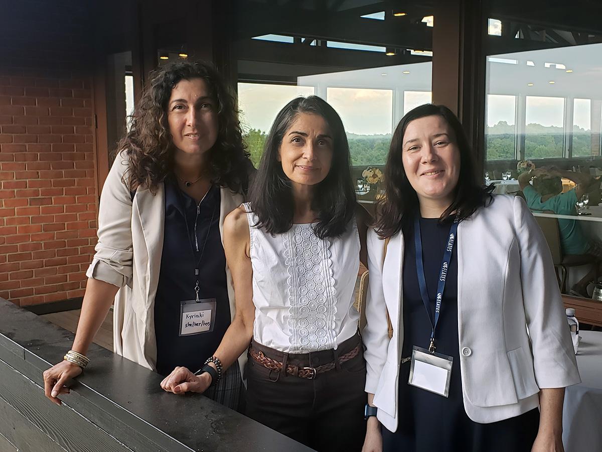 From left, Kyriaki Kalaitzidou, Pamela Bhatti, and Anna Erickson, at the first meeting of the 2022-23 cohort of ELATES Fellows at Drexel University. Bhatti and Erickson are two of the 30 new fellows; Kalaitzidou was a member of the 2018-19 cohort. (Photo Courtesy: Pamela Bhatti)