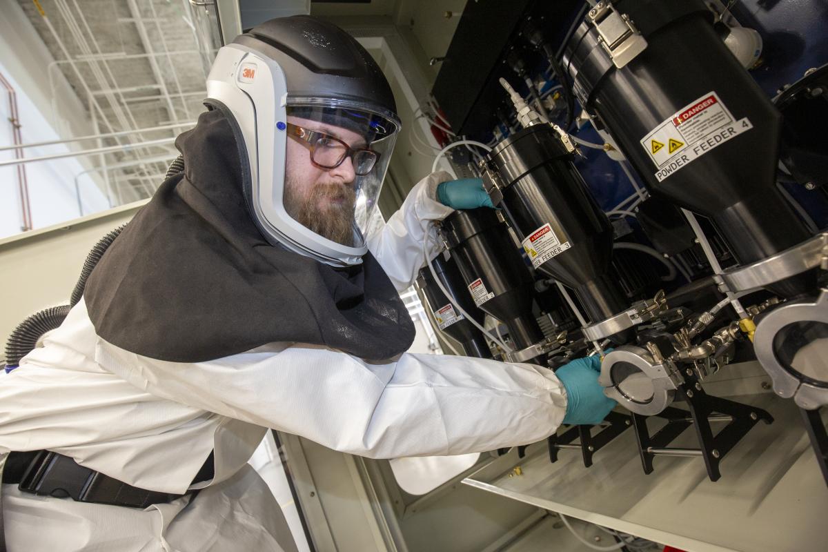 A person working in the Advanced Manufacturing Pilot Facility