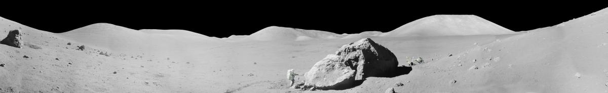 Rocky lunar surface.